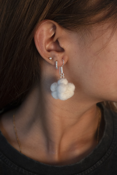 White felt earrings